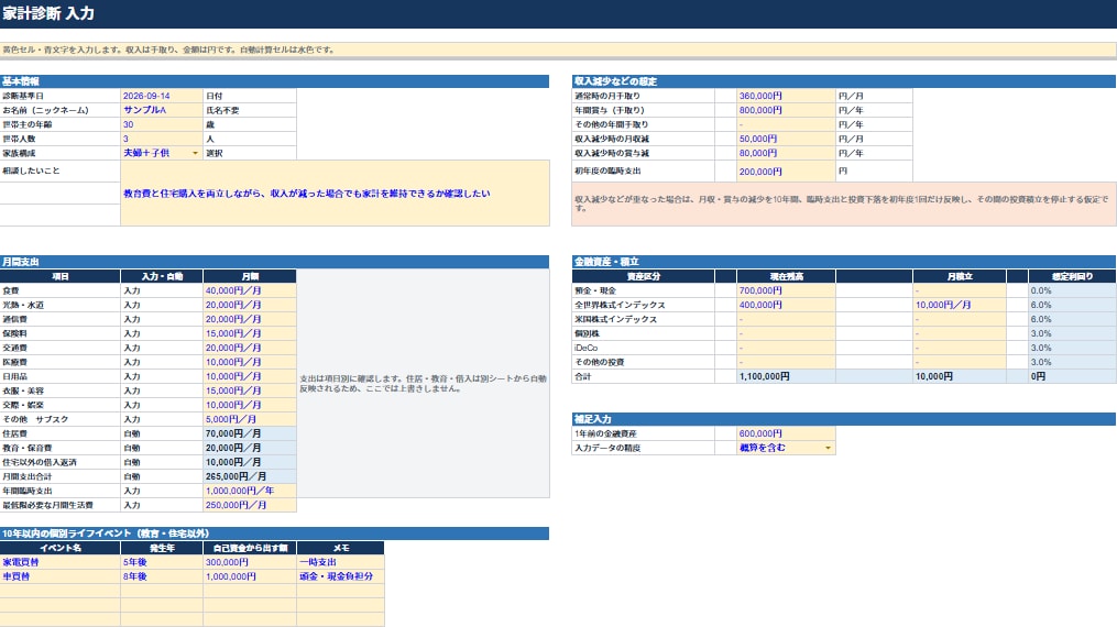 FPが家計の安全性と改善の優先順位を診断します 商品勧誘なし｜通常時・収入減少時・10年後を見える化 イメージ4
