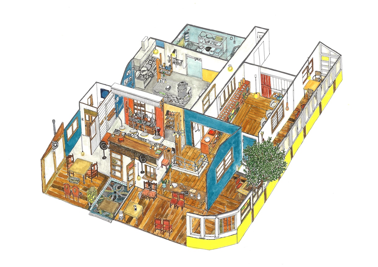 お家やお店の鳥瞰図描きます プレゼントにもおすすめ( ◠‿◠ ) イメージ1