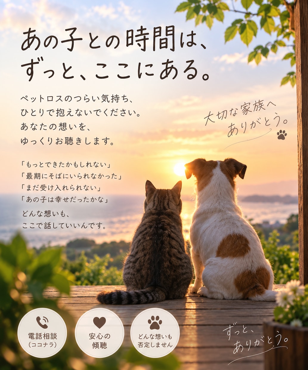 ペットロスの悲しみと後悔に寄り添います 大切な家族への想い、後悔も涙もそのままお聴きします イメージ2