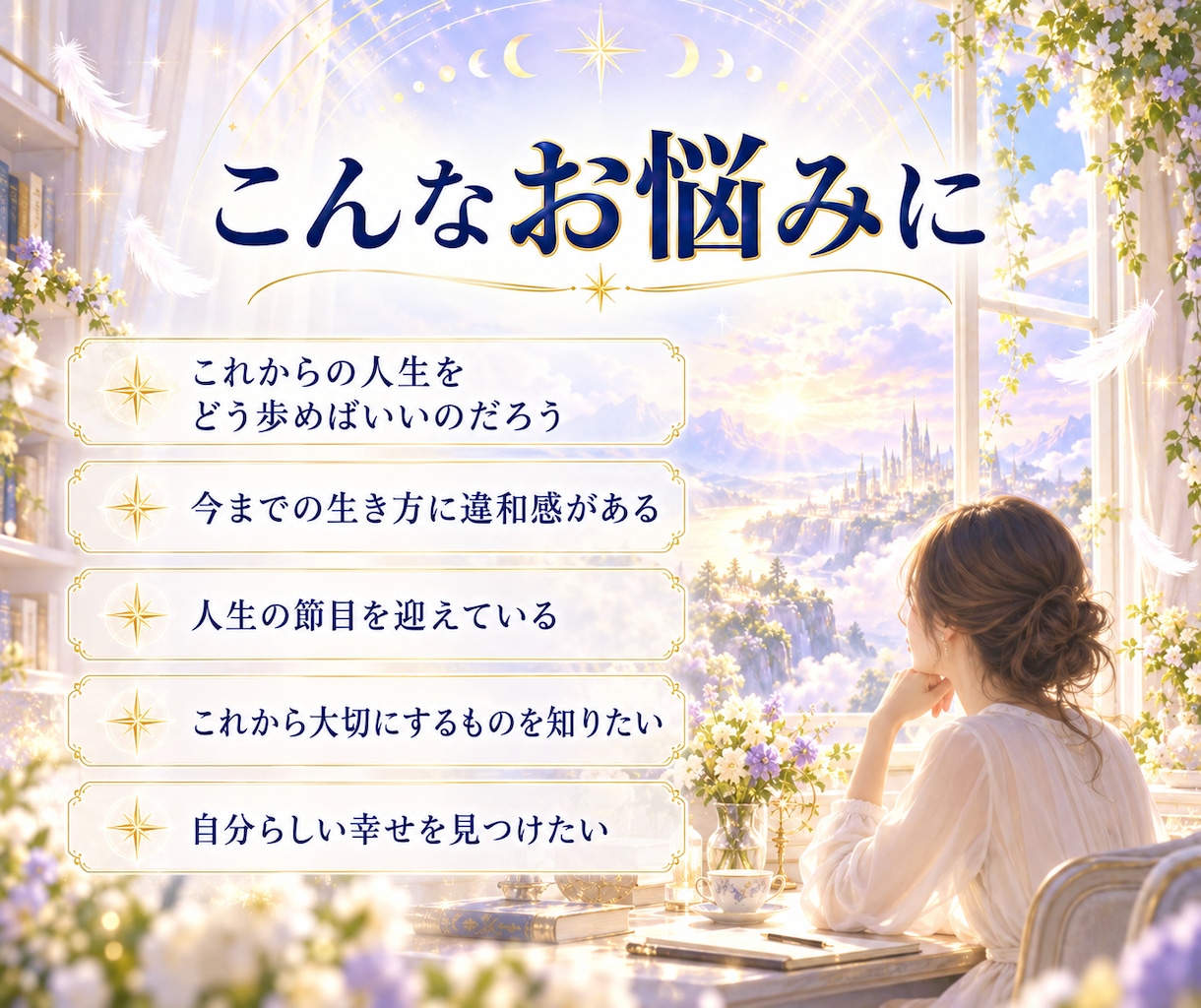人生の第二章を照らす魂の道しるべを届けます これまでの経験に隠れた意味と、これから育てる幸せを読み解く イメージ5