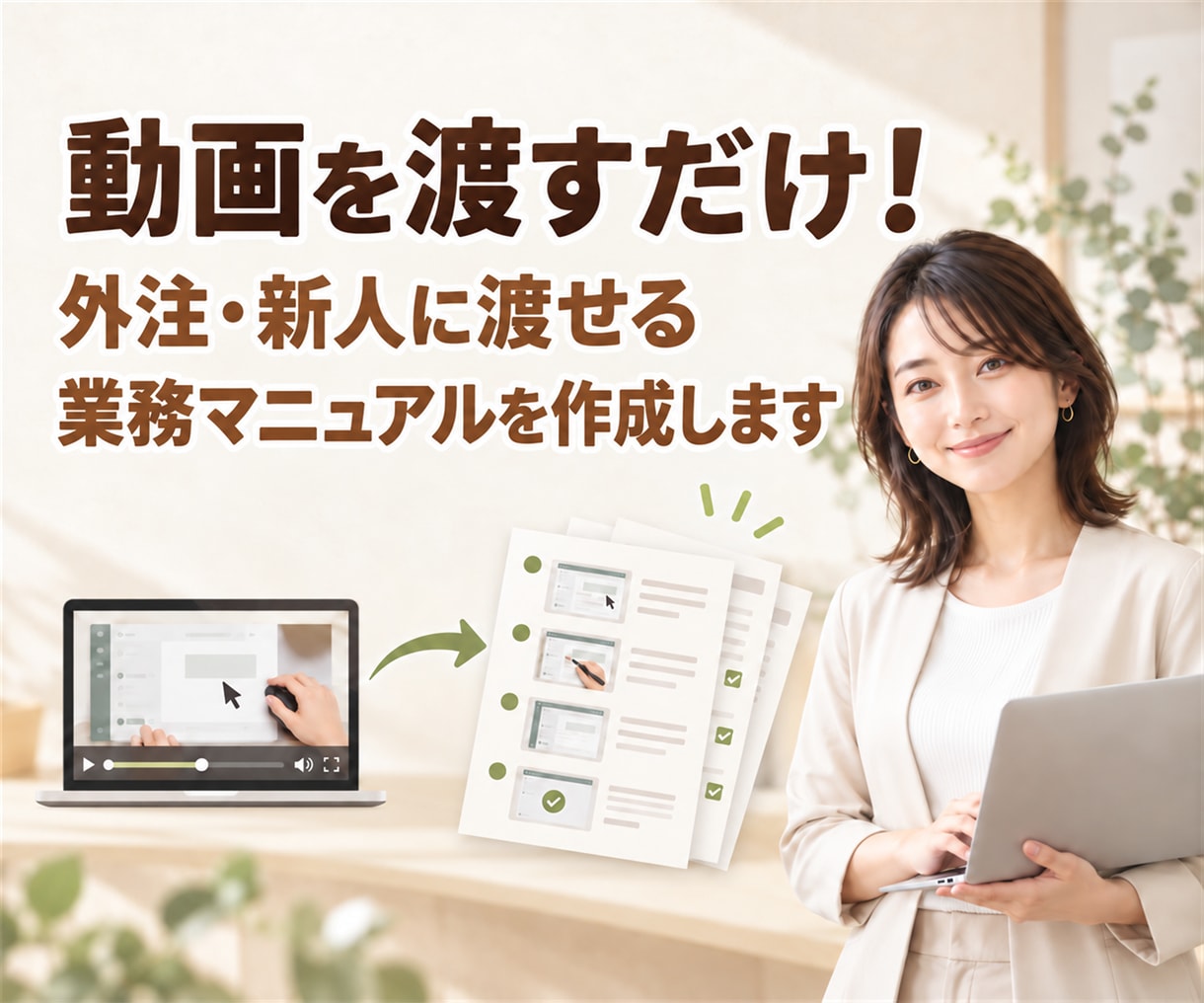 動画から外注・新人向け業務マニュアルを作成します 画面録画を送るだけ！すぐに業務を引き継げる手順書を提供 イメージ1