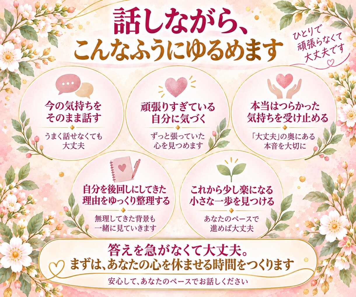 頑張りすぎて疲れた心を優しくゆるめます 仕事・家族・人間関係｜自分を後回しにしてきた女性へ イメージ3