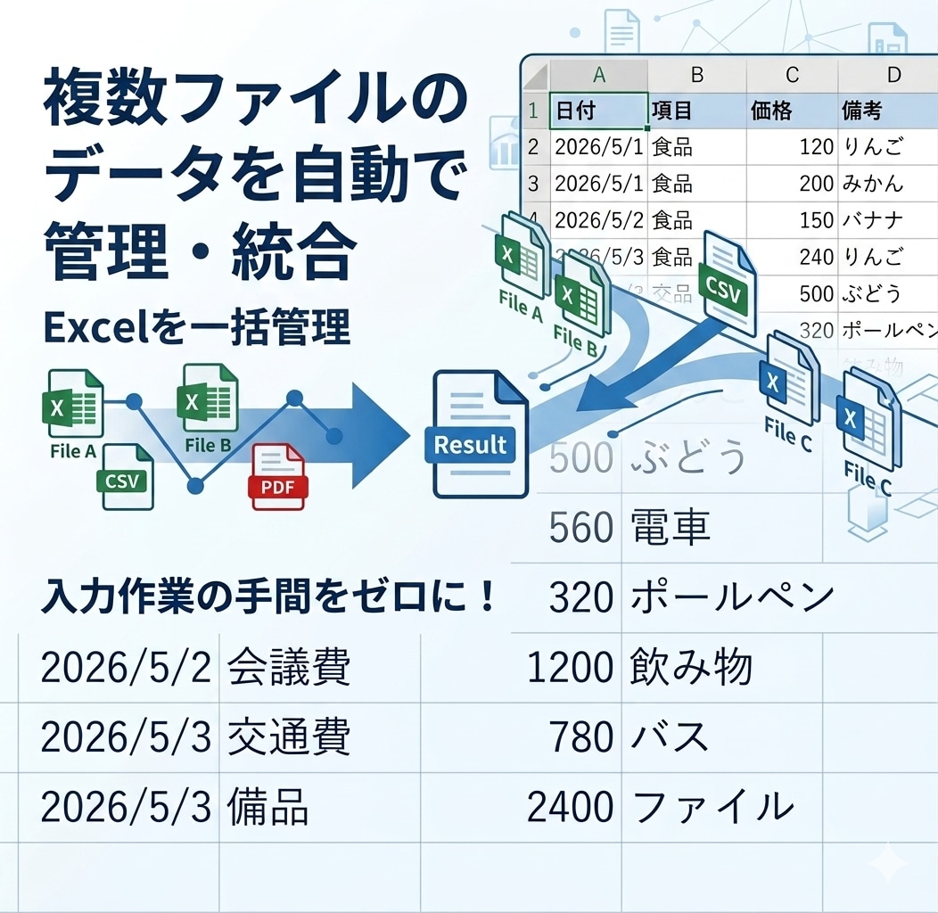 Excel集計・転記作業を自動化します 面倒なExcel作業をボタン1つで完了できます イメージ3