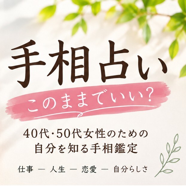 手相◆40代50代「このままでいい？」を鑑定します 40代50代女性　手相このままでいい？仕事・人生・自分を鑑定 イメージ3