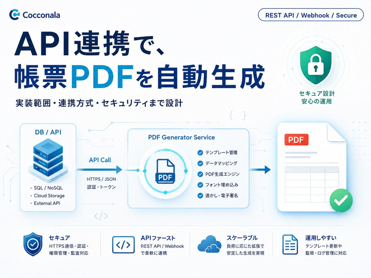 請求書・納品書PDFの自動生成APIを構築します API連携・自動化フロー構築から納品まで一式対応 イメージ1