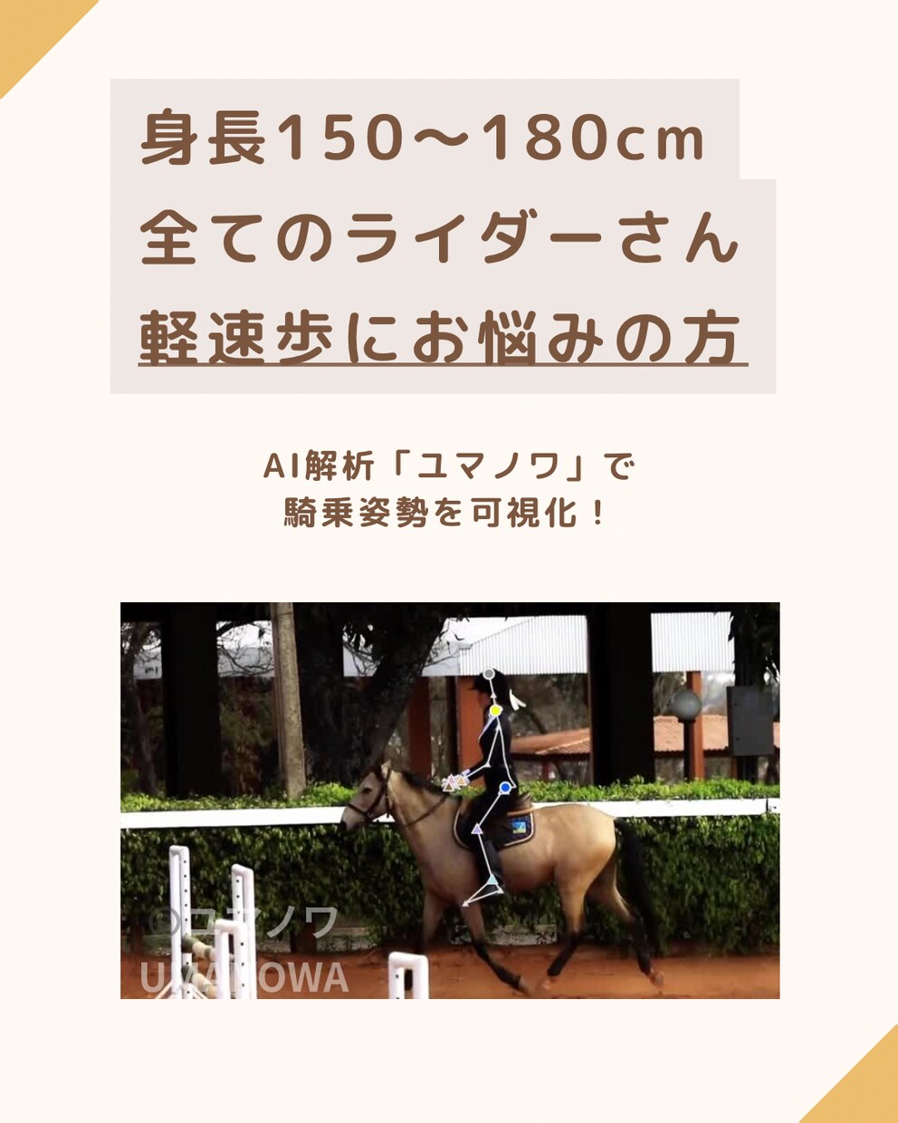 150-165㎝女性限定｜AI乗馬姿勢解析します あなたの姿勢を数値で可視化。AIと一緒に理想のフォームへ イメージ1