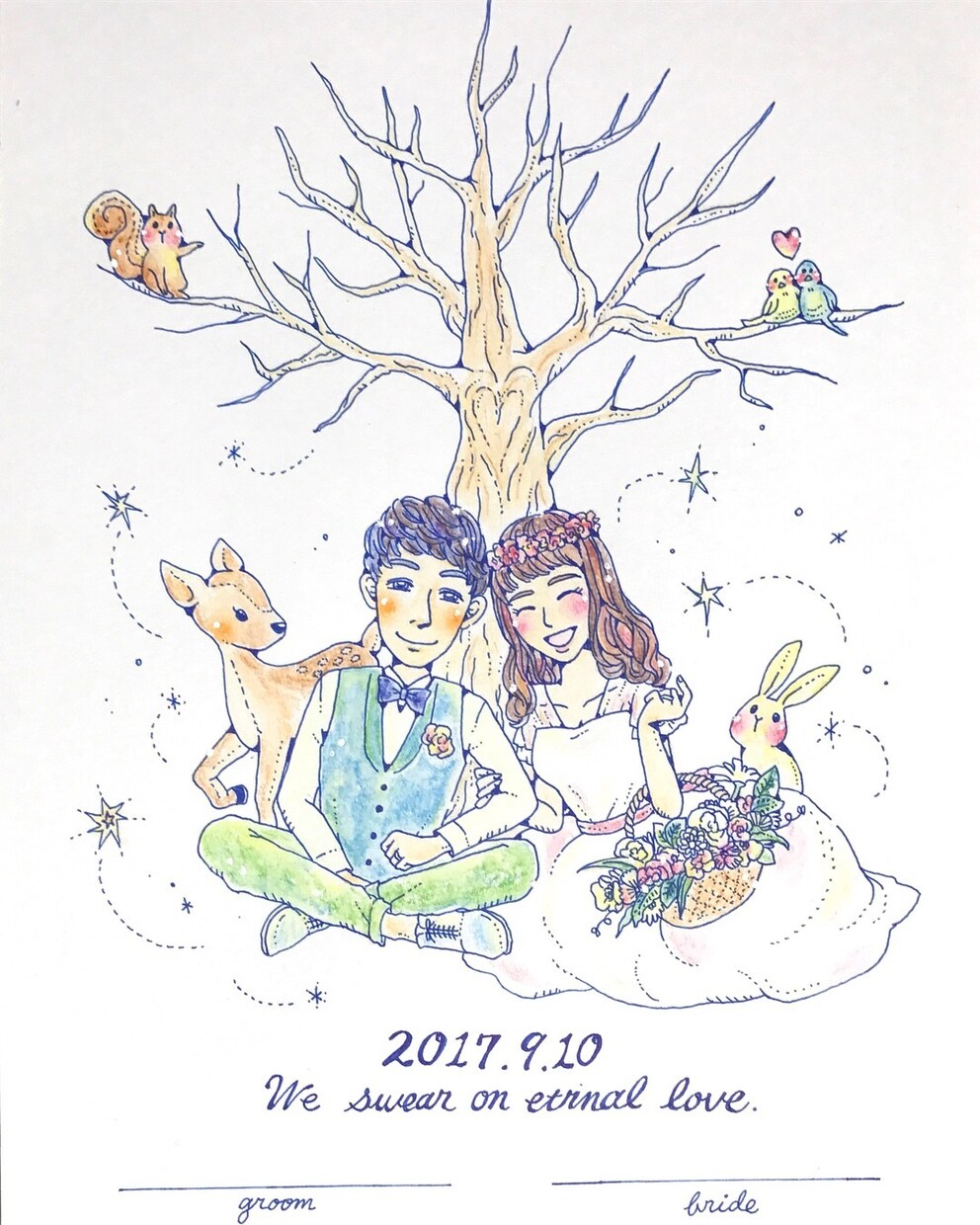 似顔絵、その他ご希望のウェルカムボード描きます 結婚式が近い方、プレゼントや感謝の気持ちを伝えたい方 イメージ4