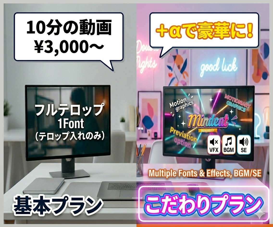 動画のテロップ入れの代行を3,000円で致します 動画のテロップ（字幕）入れ代行を承ります！ イメージ1