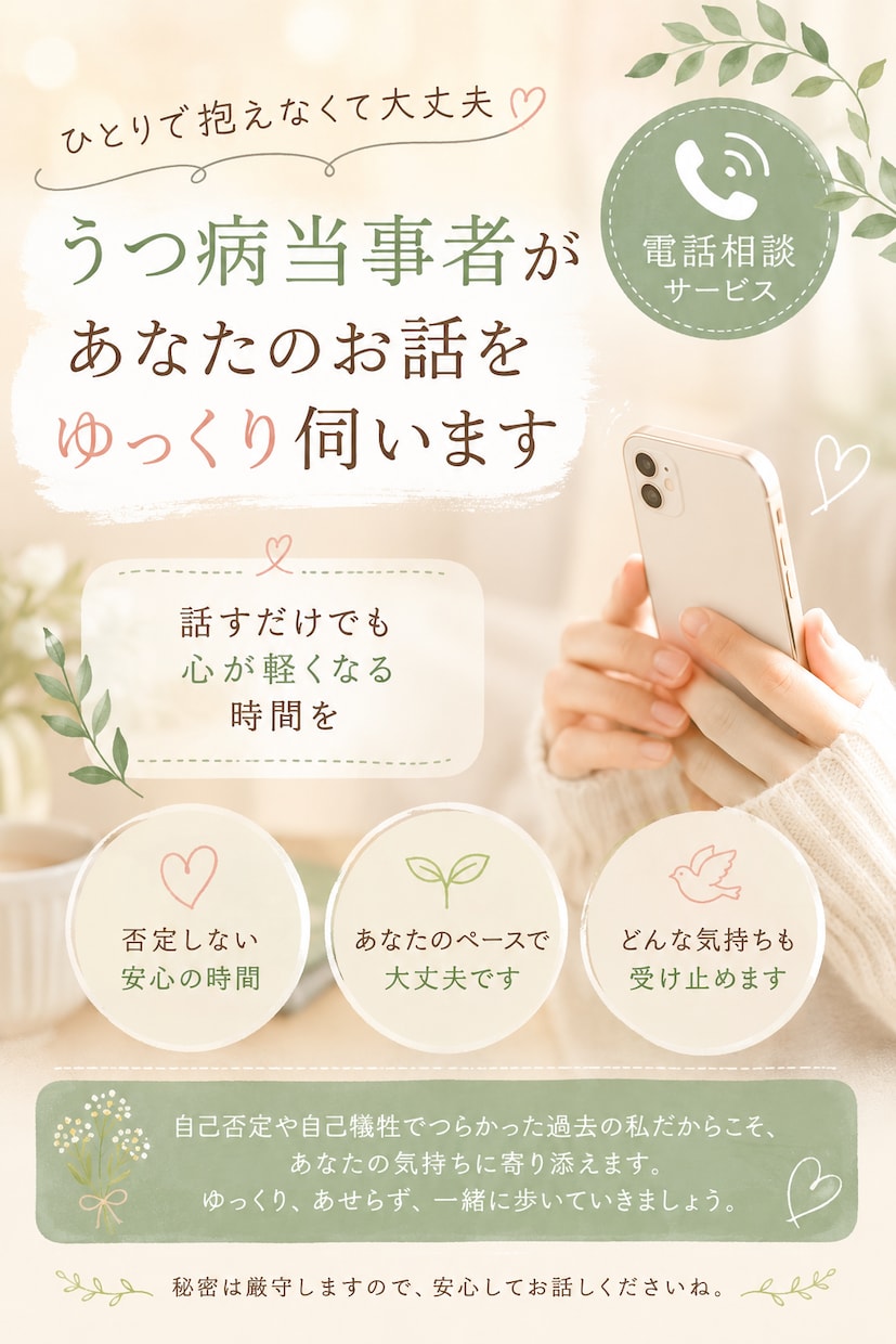 社会福祉士・うつ病当事者が生きづらさを傾聴します 【1分100円】否定なし。話がまとまっていなくても大丈夫です イメージ1
