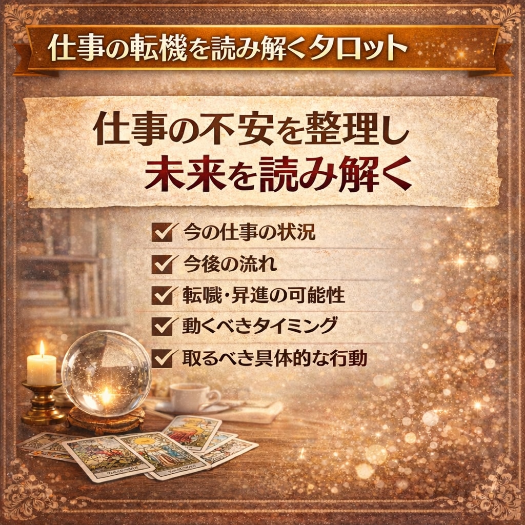 職場の人間関係の不安をタロットで整理します 仕事の不安を整理し未来を読み解く イメージ1