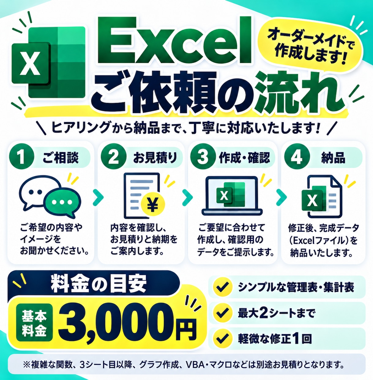 Excel管理表・集計表をオーダーメイド作成します 売上・在庫・勤怠など、使いやすいExcelを作成！ イメージ2