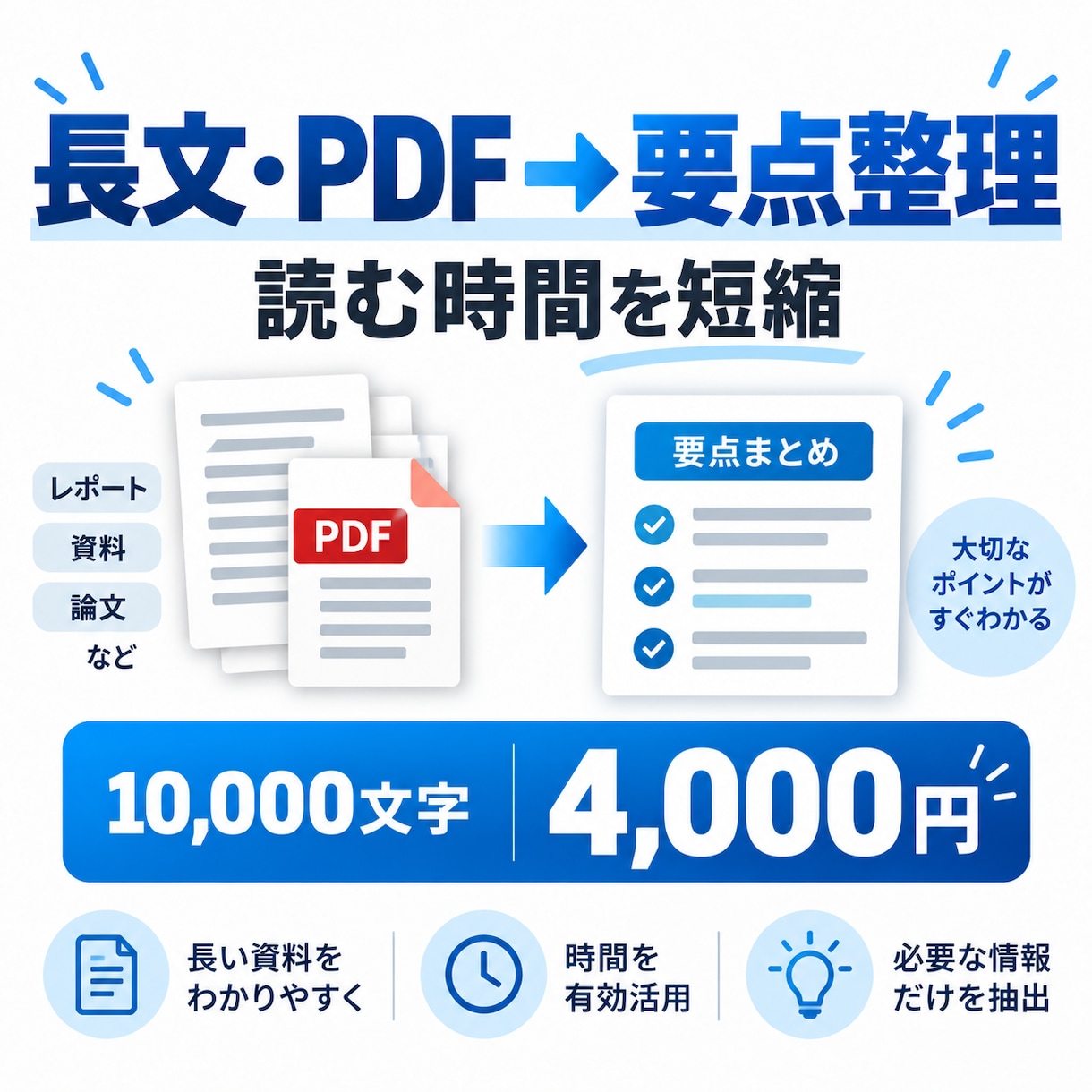 長文・PDFを要約して整理します 重要点を抜き出し読みやすく再構成します イメージ1