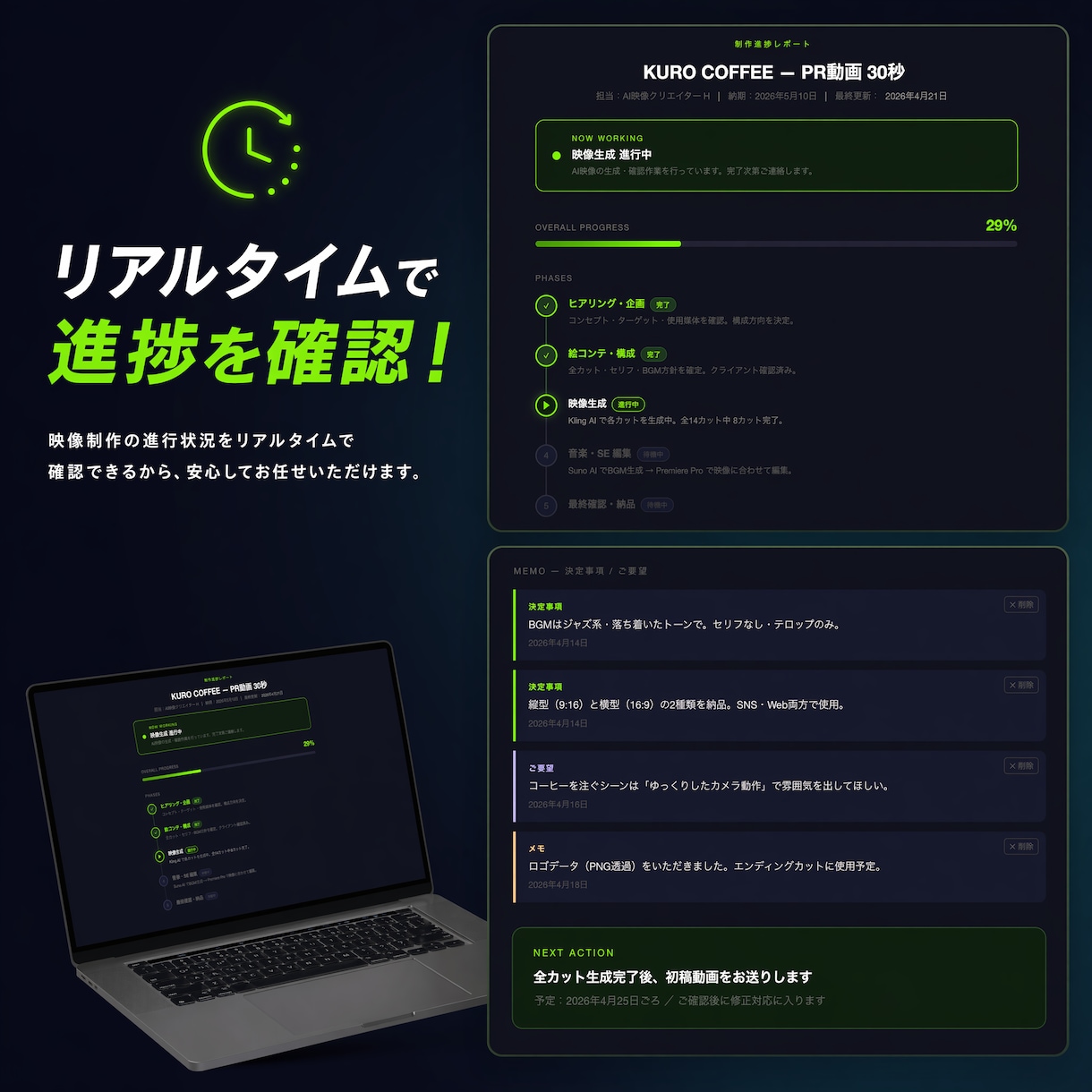 AIで印象的なミュージックビデオを制作します 楽曲の世界観を、映像で解き放つ。 イメージ2