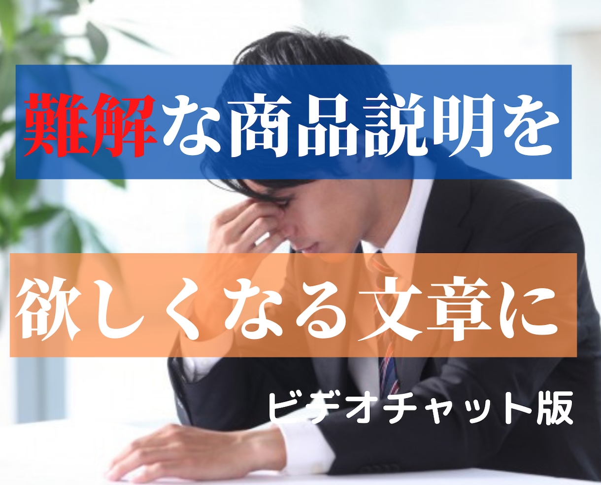 難解な商品説明を魅力的な文章にします ビデオチャット版）質問形式の取材から商品説明を代筆します イメージ1