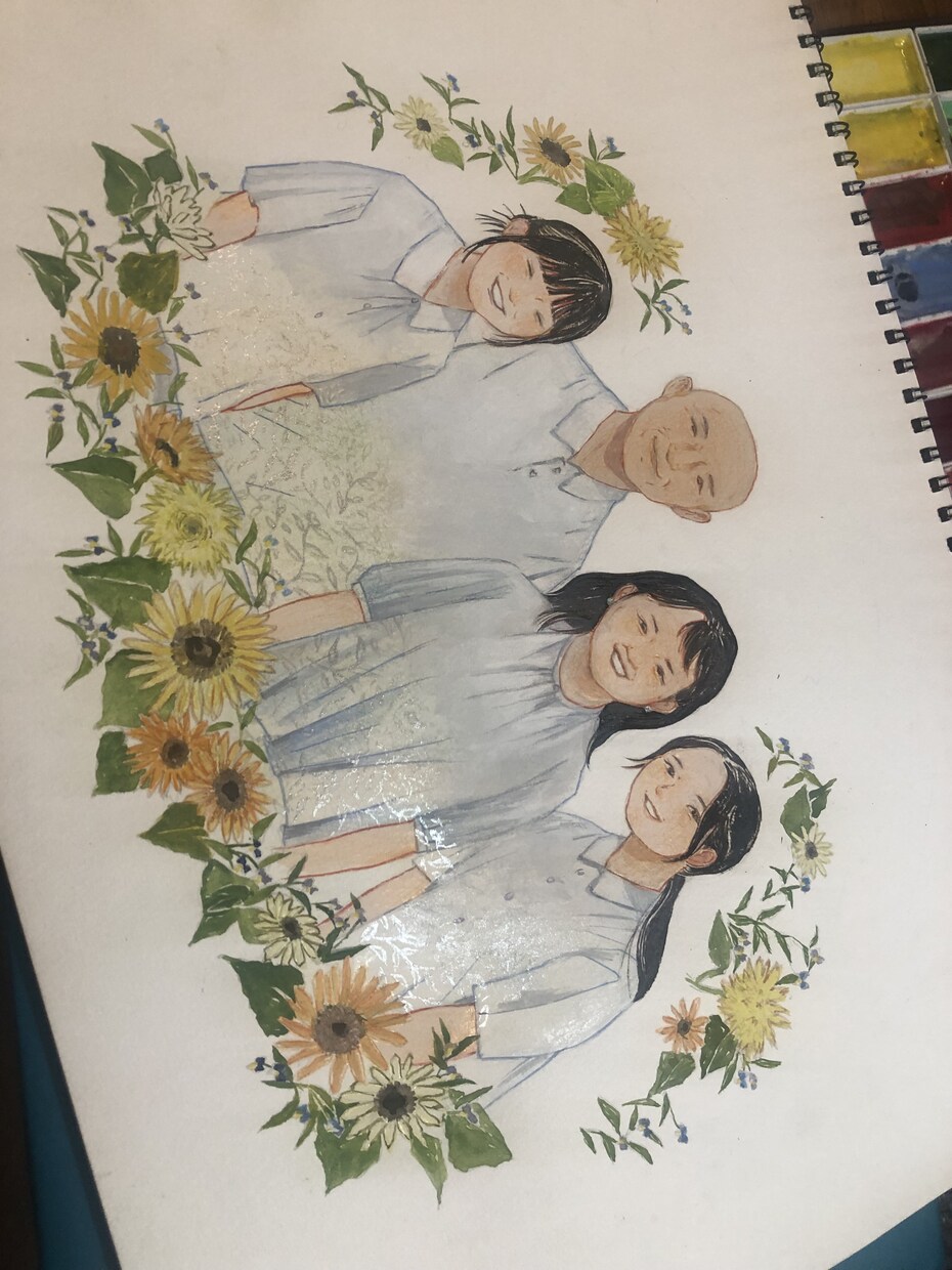 家族・ウェルカムボードに！水彩画似顔絵お描きします 【額装込み】お写真からリアルな水彩画の似顔絵をお描きします！ イメージ6