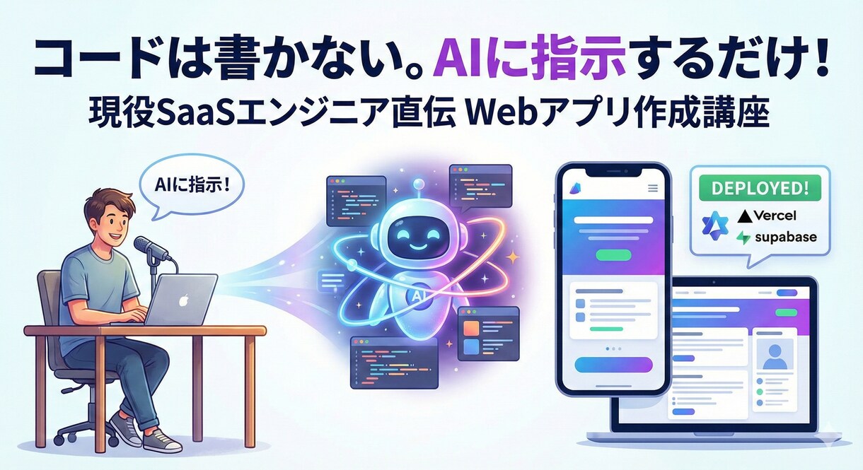 初心者でもWebアプリ開発ができるようになります 初心者歓迎！話題のAIを使って一緒にWebアプリ制作！ イメージ1