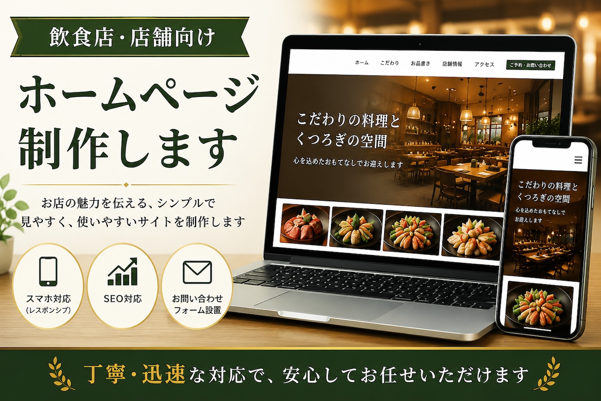 飲食店向けホームページ制作します 店舗の魅力が伝わるホームページを制作します イメージ1