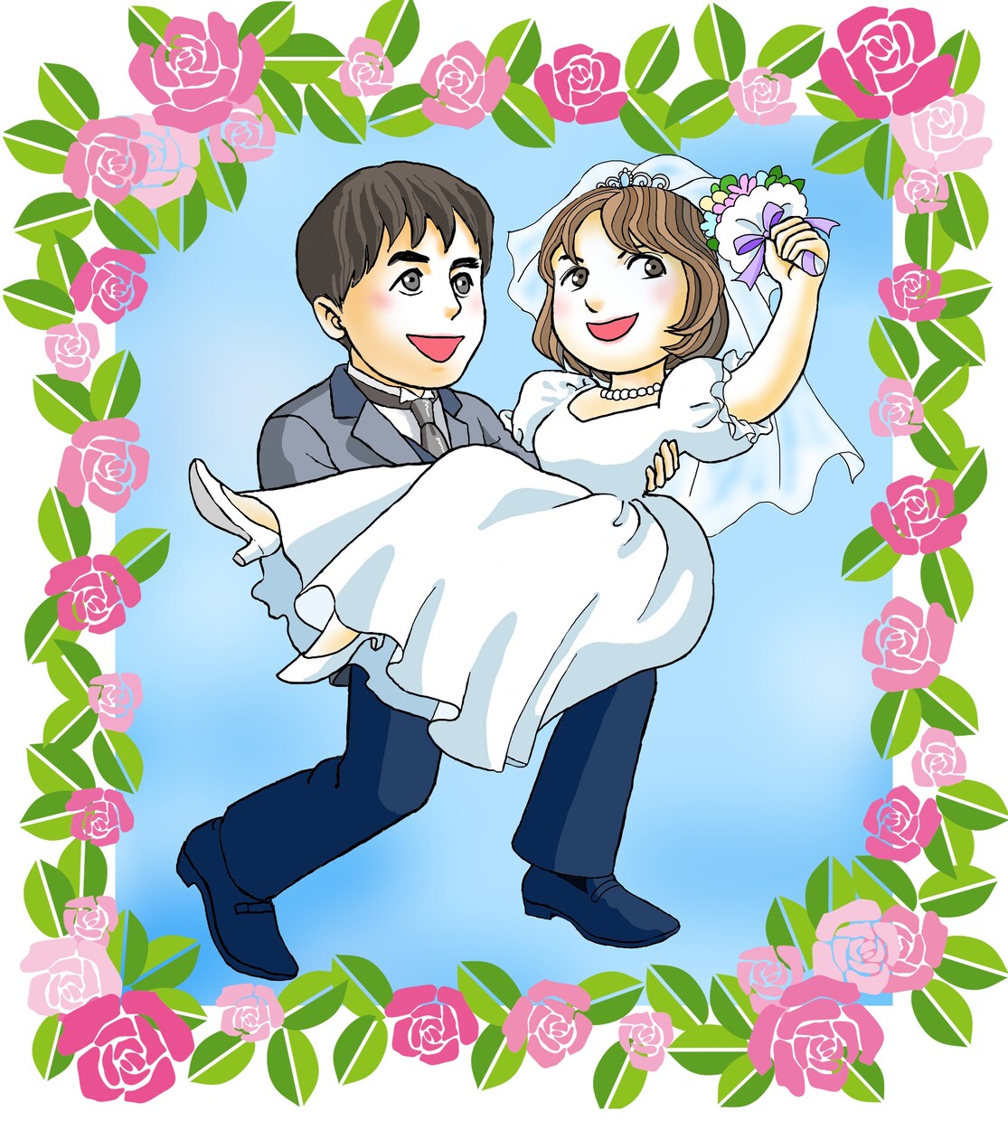 きれいめ似顔絵イラスト描きます 心はいつもロマンチック。そんな似顔絵描きます。 イメージ7