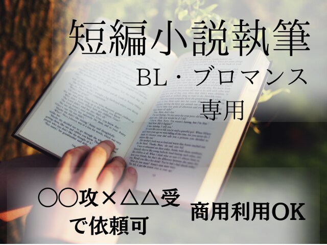 BL・ブロマンス専用オリジナル短編小説を執筆します ◯◯攻×△△受のオーダーから承ります！ イメージ1