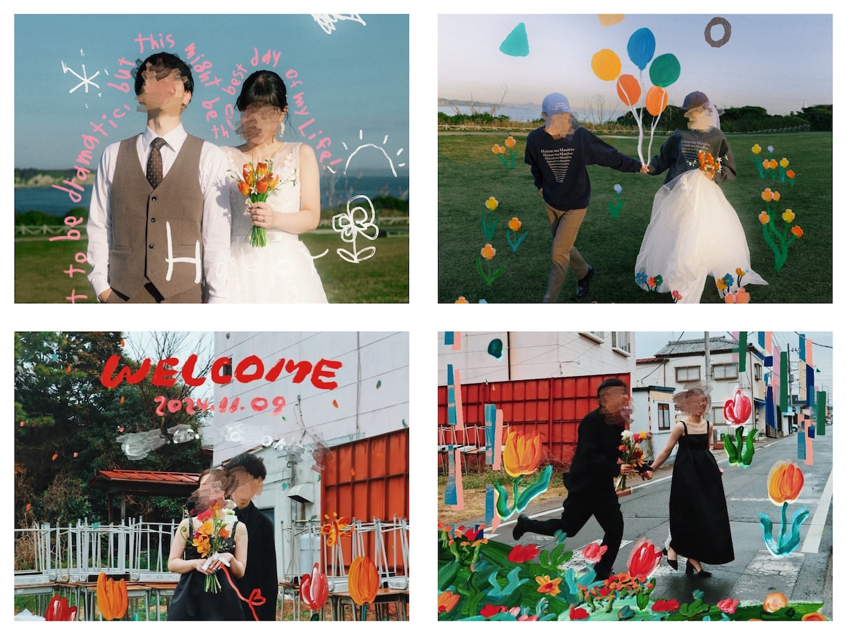 写真にペイントしウェルカムボードを作成します 結婚式後もお部屋に飾って楽しめます◎ イメージ1