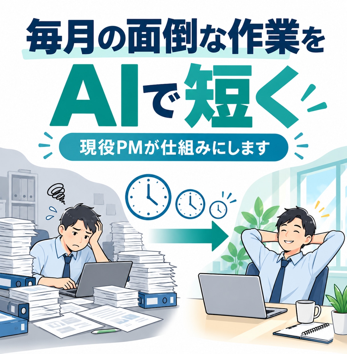 毎月の面倒な作業を1つ、AIで短くします 現役PMが業務を聞き取り、AIの使い方まで仕組みにします イメージ1