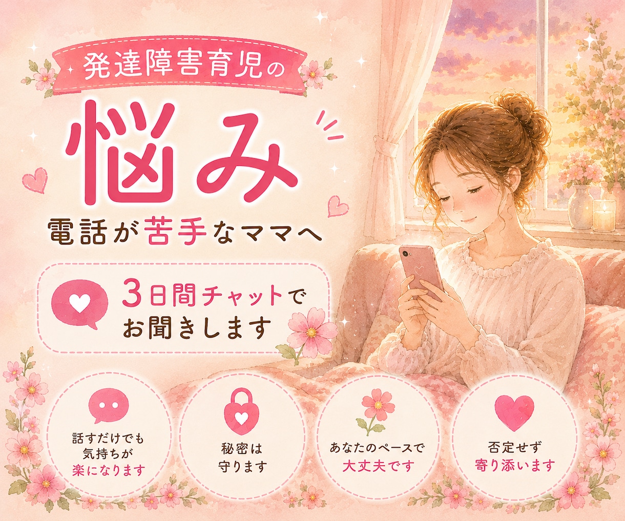 発達障害育児の不安、お悩み お聞きします ◆3日間◆張りつめてしまった心を休めませんか？ イメージ1
