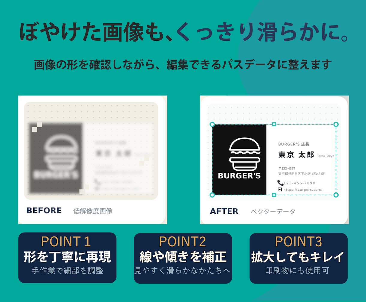 ロゴ・画像をトレース！印刷用aiデータにします 画像しかなくてもOK！手作業でくっきり滑らかに イメージ2