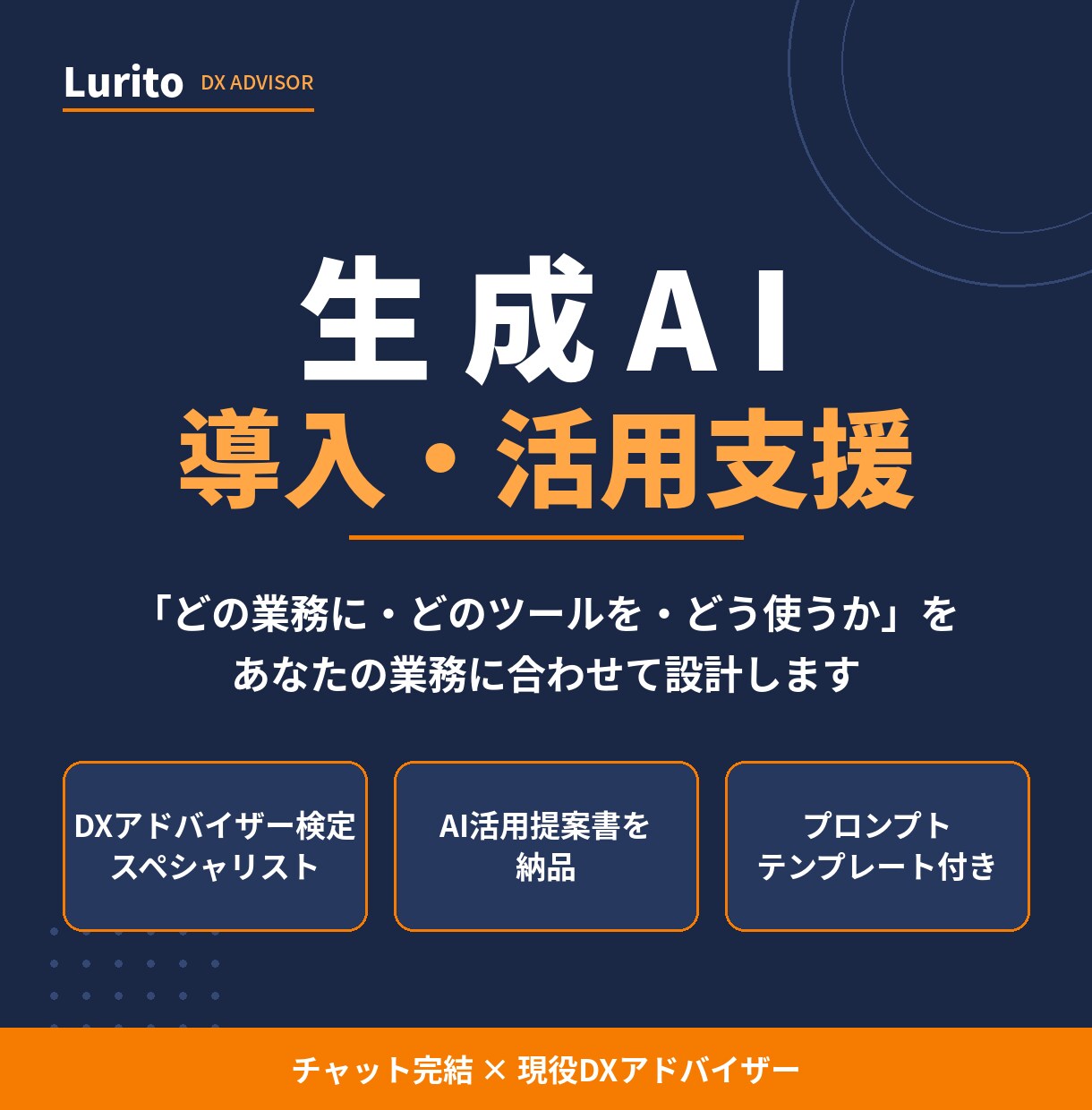 DXアドバイザーが生成AIの導入・活用を支援します 現役DX事業部リーダーが貴社の業務に合うAI活用を設計 イメージ1