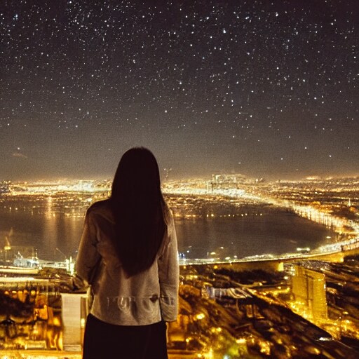 夜景を背景とした女性のイラストを販売します 夜景を見る女性をいろいろ作りました#2 イメージ4