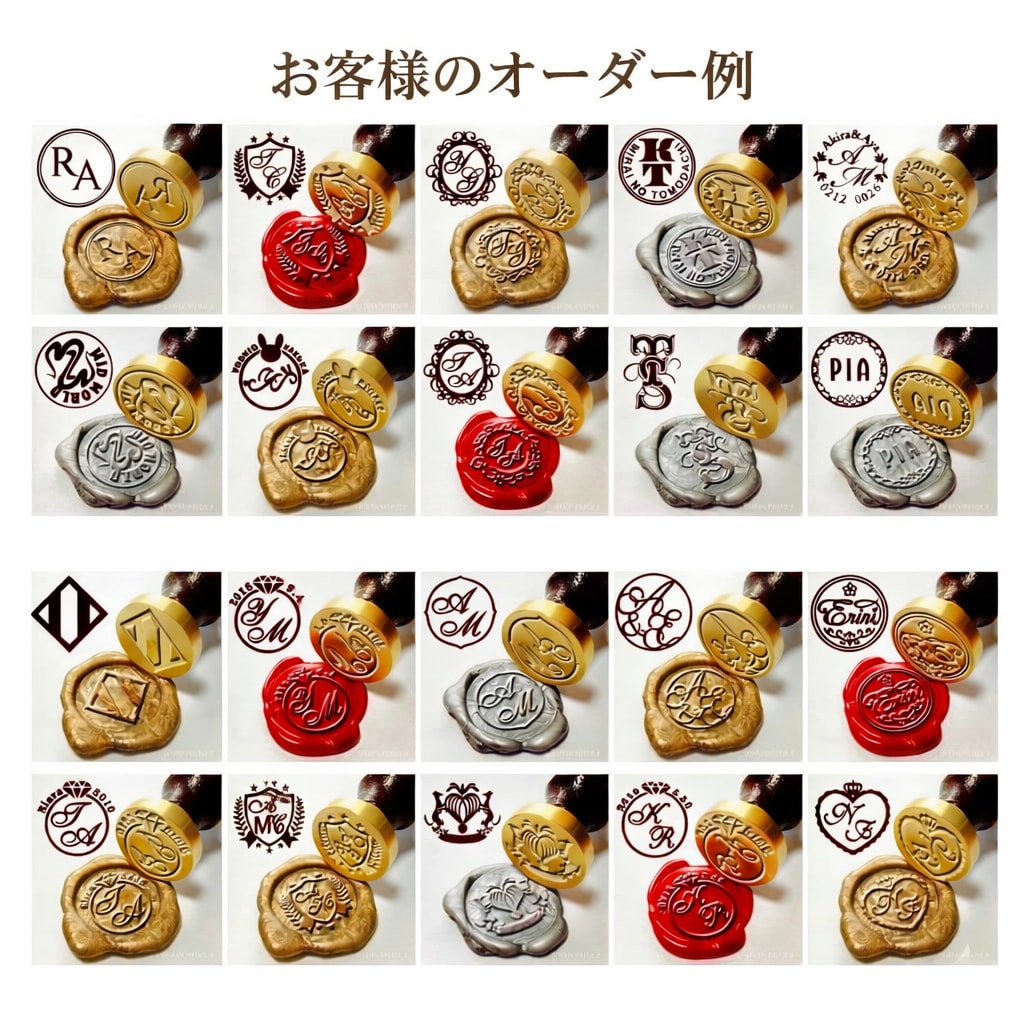 シーリングスタンプ入稿フルオーダーでお作りします 初心者用スターターセット25㎜丸形真鍮/ハンドル/蝋/収納箱 イメージ2