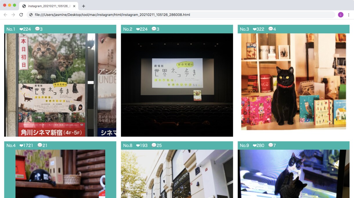 インスタグラムの画像、動画取得ツールを作成します 画像、動画をダウンロードせずに確認（ダウンロードも）できます イメージ5