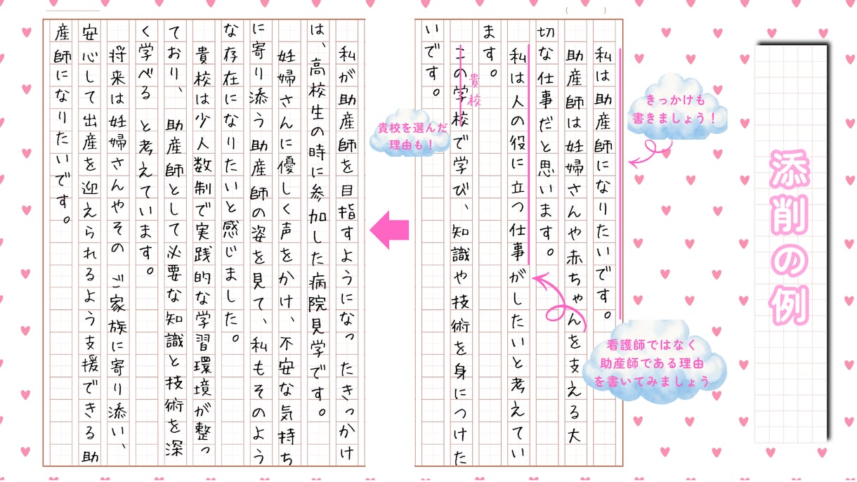 即日可　看護・助産学校の志望理由書を添削します 看護学校/大学/大学院合格実績あり｜志望理由書を丁寧に添削❁ イメージ2