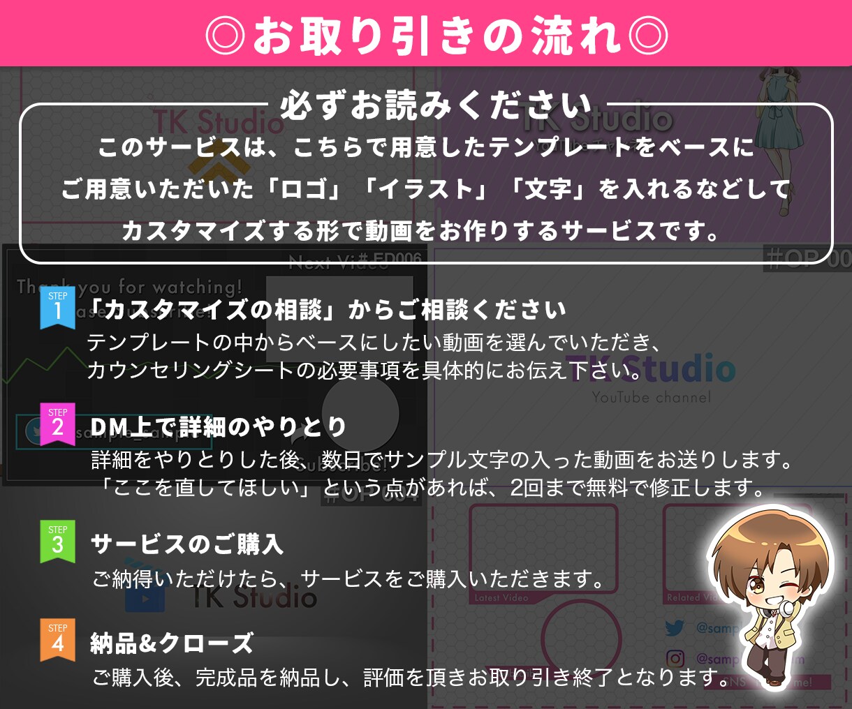 YouTubeのオープニング/エンディング作ります YouTube初心者の方へ！格安で温かなムービーをご提供！ イメージ2