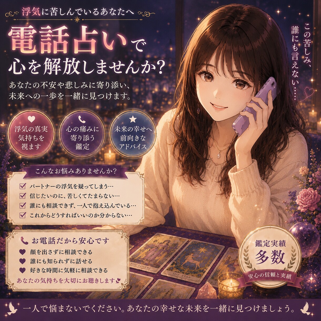 相手の気持ちがわからない複雑恋愛のお悩みを伺います 誰にも話せない恋だからこそ安心して話せる秘密の相談先 イメージ2