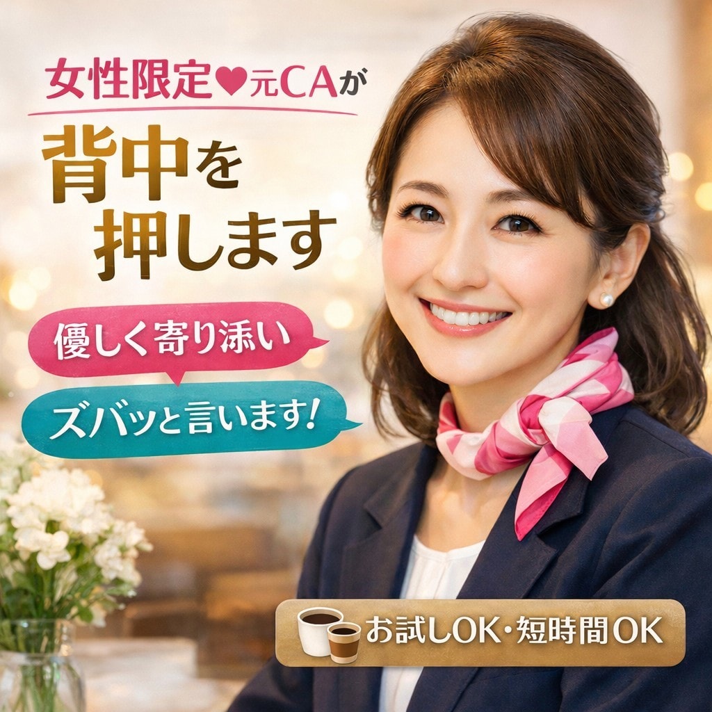 女性限定♡元CAが背中を押します 親身に寄り添いながら、必要なことはズバッとお伝えします イメージ1