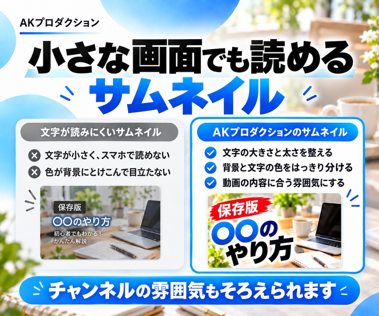 ひと目で伝わるYouTubeサムネイルを作成します スマホの小さな画面でも読める、見やすい一枚に仕上げます イメージ3