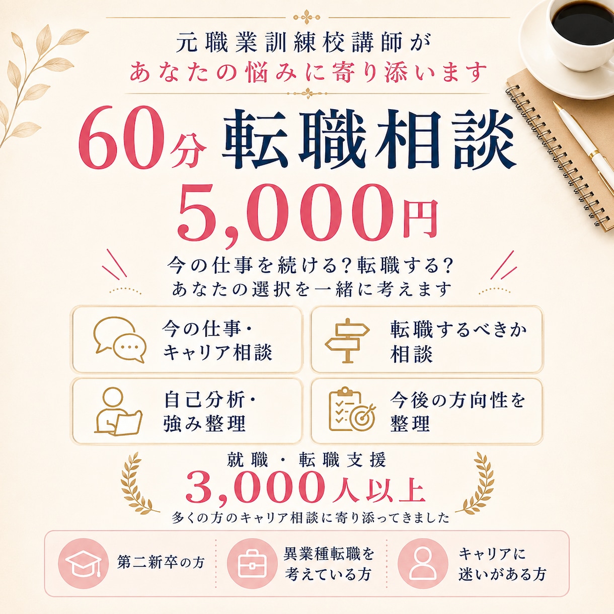 元職業訓練校講師が60分転職相談に乗ります 今の仕事を続ける？転職する？あなたの選択を一緒に考えます イメージ1