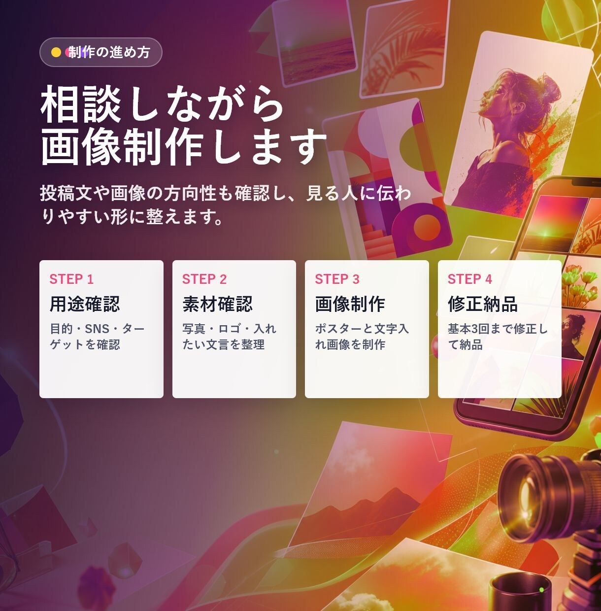 Instagram画像を制作します 月額で投稿用画像をまとめて制作 イメージ4
