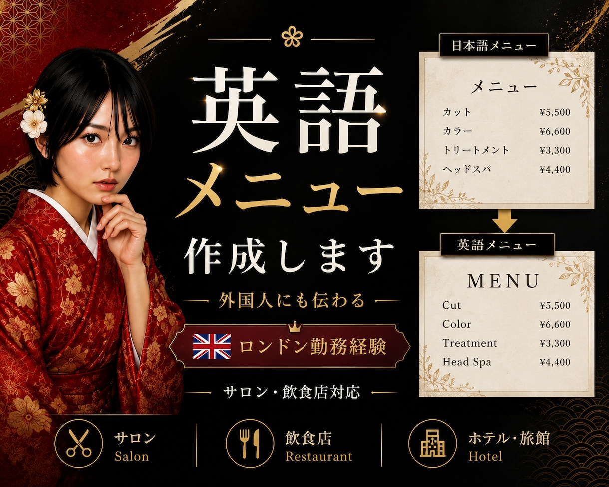 ロンドン流　外国人向け英語メニューを作成します ロンドン現地サロンで経験のあるネイリストが作成致します。 イメージ1