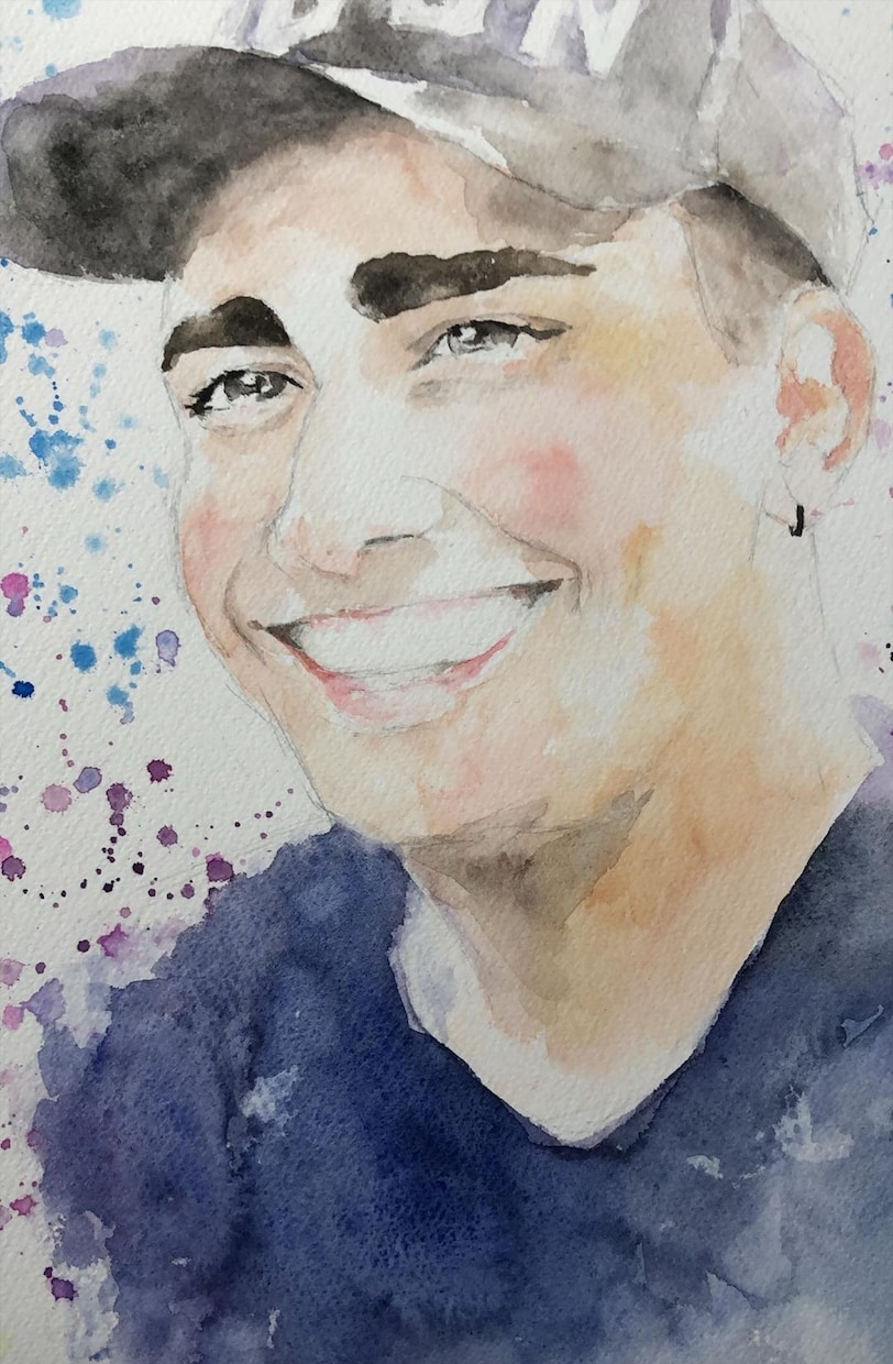 似顔絵などを透明水彩を使用して描きます 現役高校生が残したい思い出を淡い色感で彩ります イメージ2