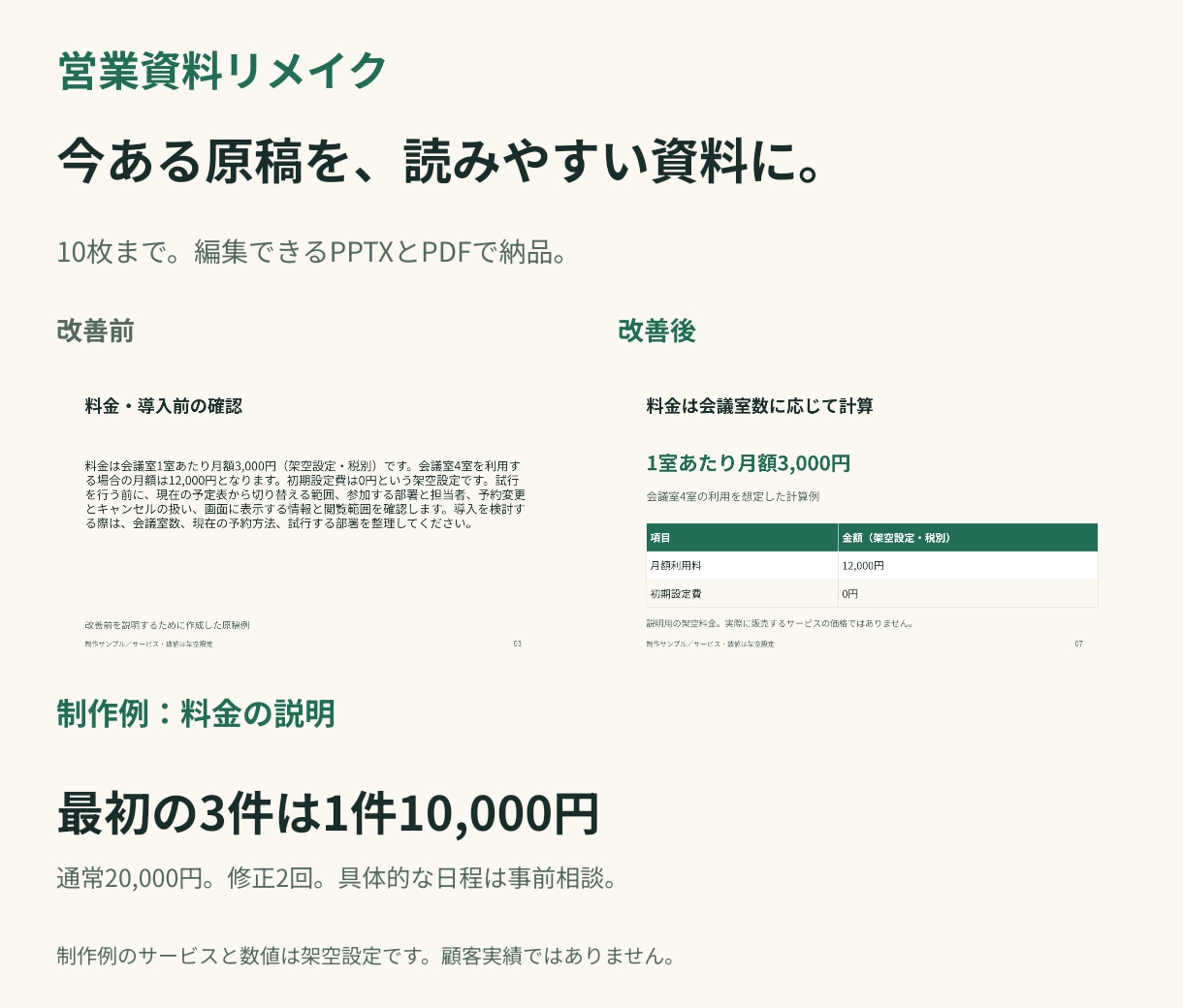 営業資料10枚を読みやすくリメイクします 原稿支給で文章と見た目を整理。編集できるPPTX＋PDF イメージ3