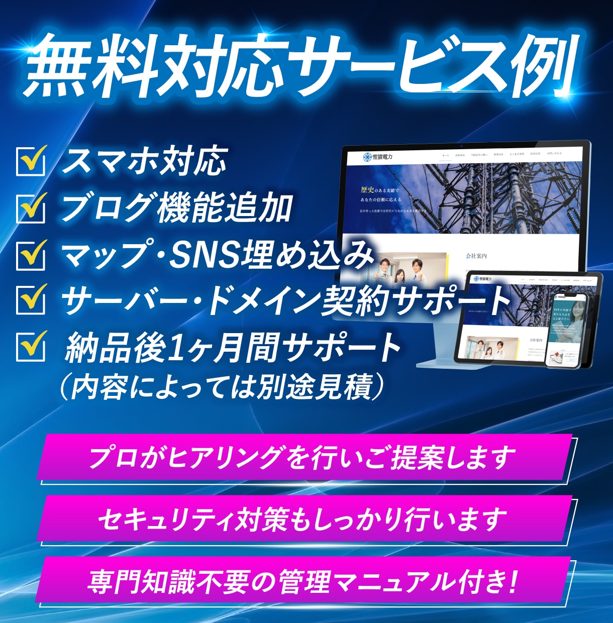 集客のできるオリジナルのホームページを制作します リーズナブル×高品質!Webに不慣れでも簡単に更新できます イメージ2