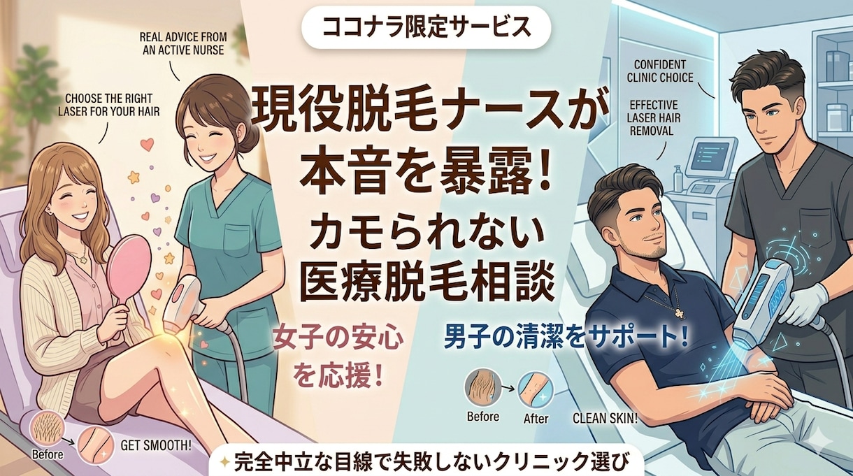 現役脱毛ナースの本音！カモられない医療脱毛選びます あなたの毛質・肌質に合う機械や回数のリアルを教えます イメージ1