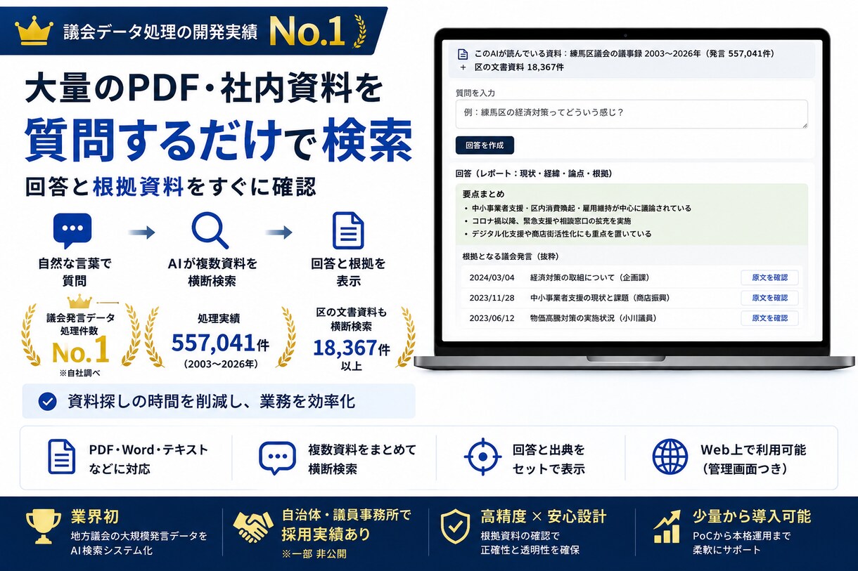 資料を探す手間を減らすAIチャットを作ります AIで無駄を減らし、業務効率化をします！ イメージ1