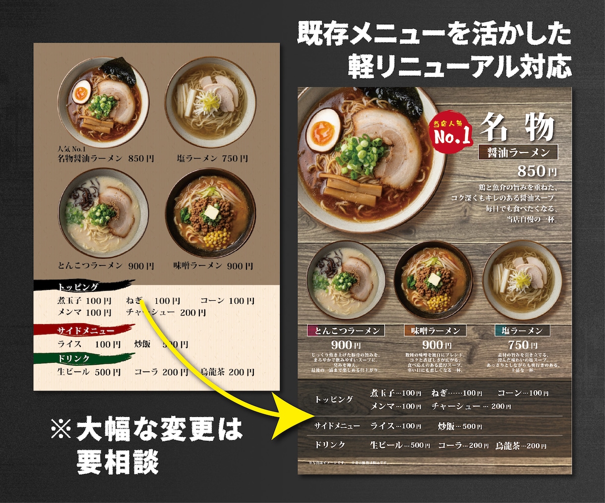 即日対応！メニュー表の修正・差し替え対応します 既存メニュー表の更新作業に対応します。 イメージ3