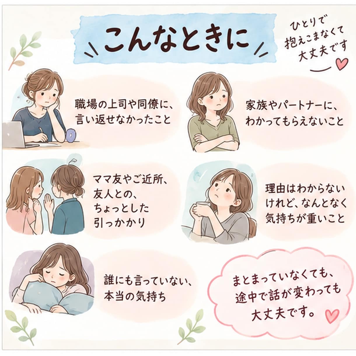 愚痴もモヤモヤも、3日間メッセージで聞きます 誰にも言えない本音を、ひとりで抱えている方へ イメージ3