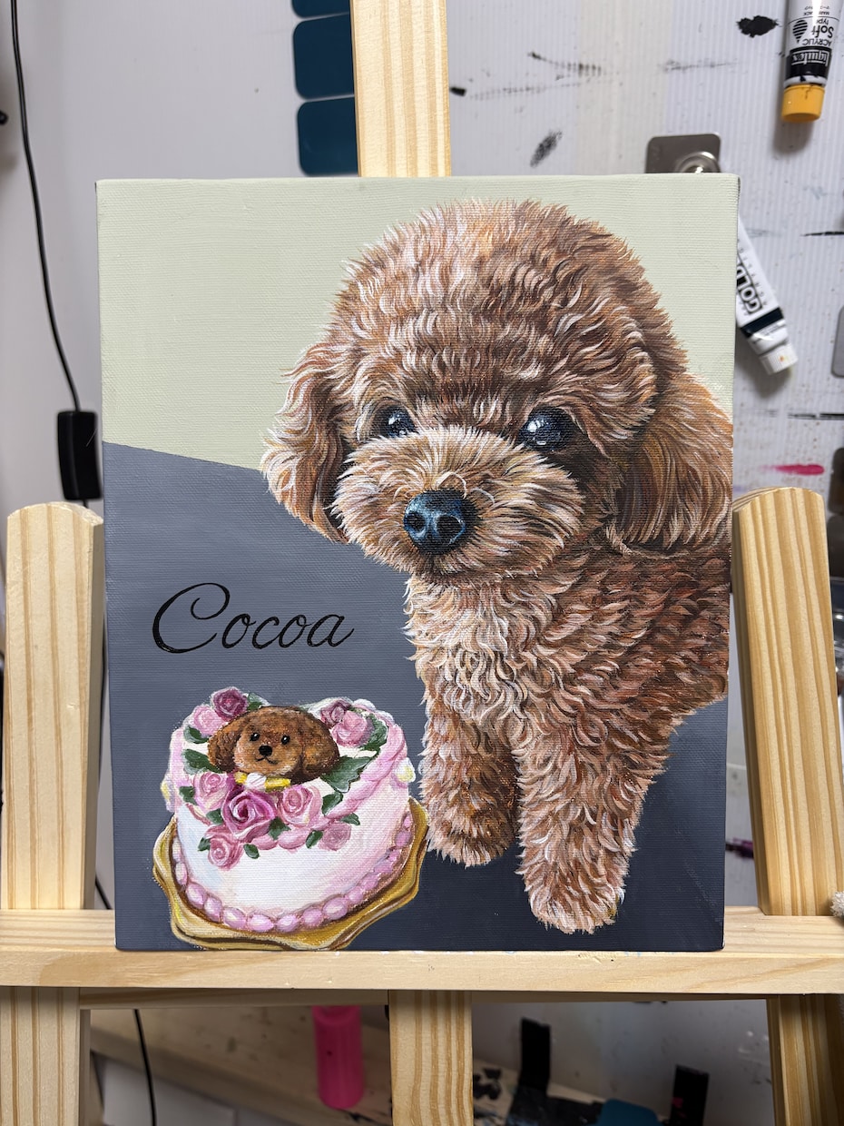アクリル画でうちの子似顔絵を描きます キャンバス｜18cm×18cm｜犬・猫・鳥・小動物・爬虫類◎ イメージ3