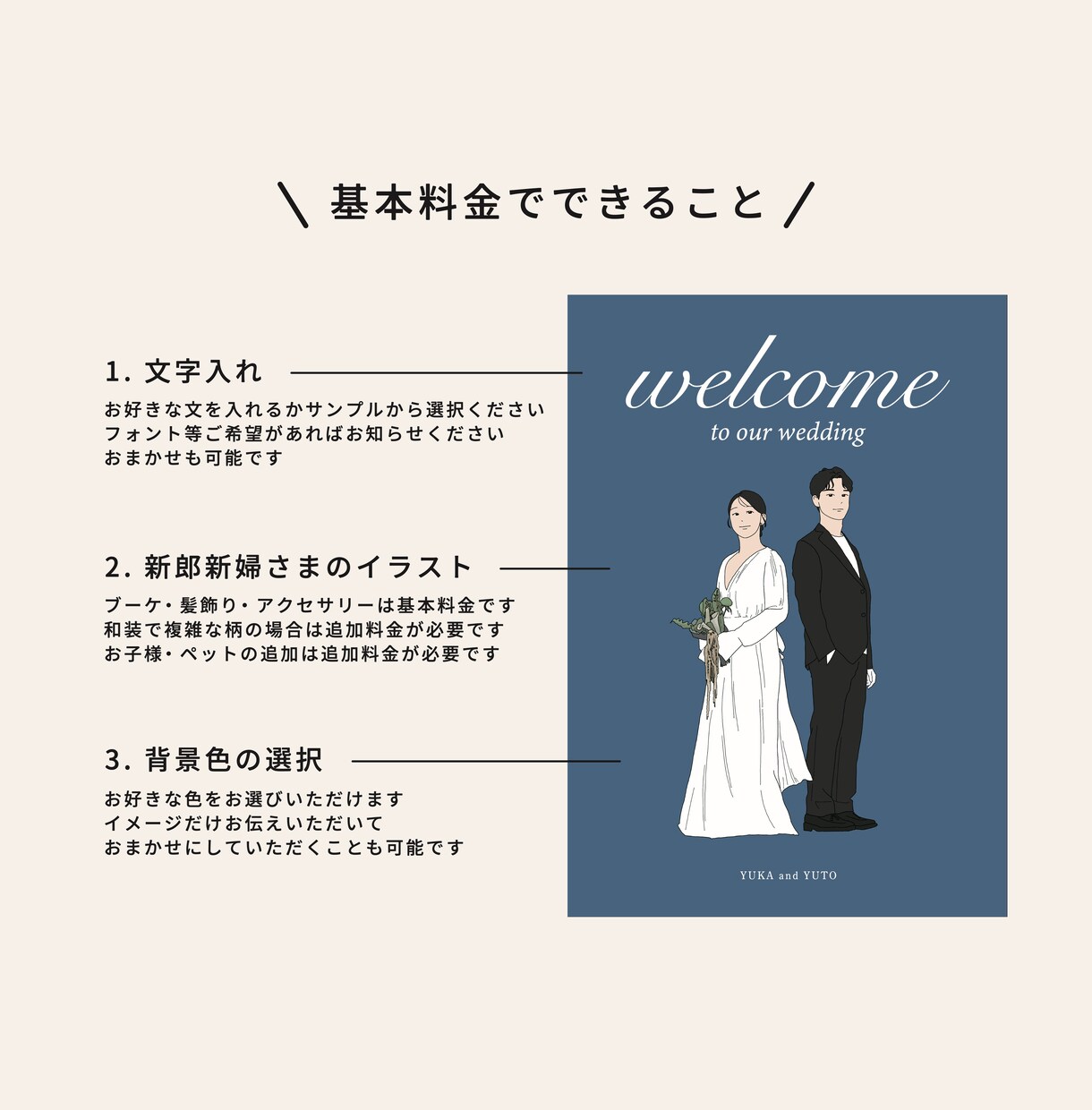 ナチュラルな結婚式ウェルカムボード描きます 結婚式後も飾りたくなる一枚を｜データ納品 イメージ6