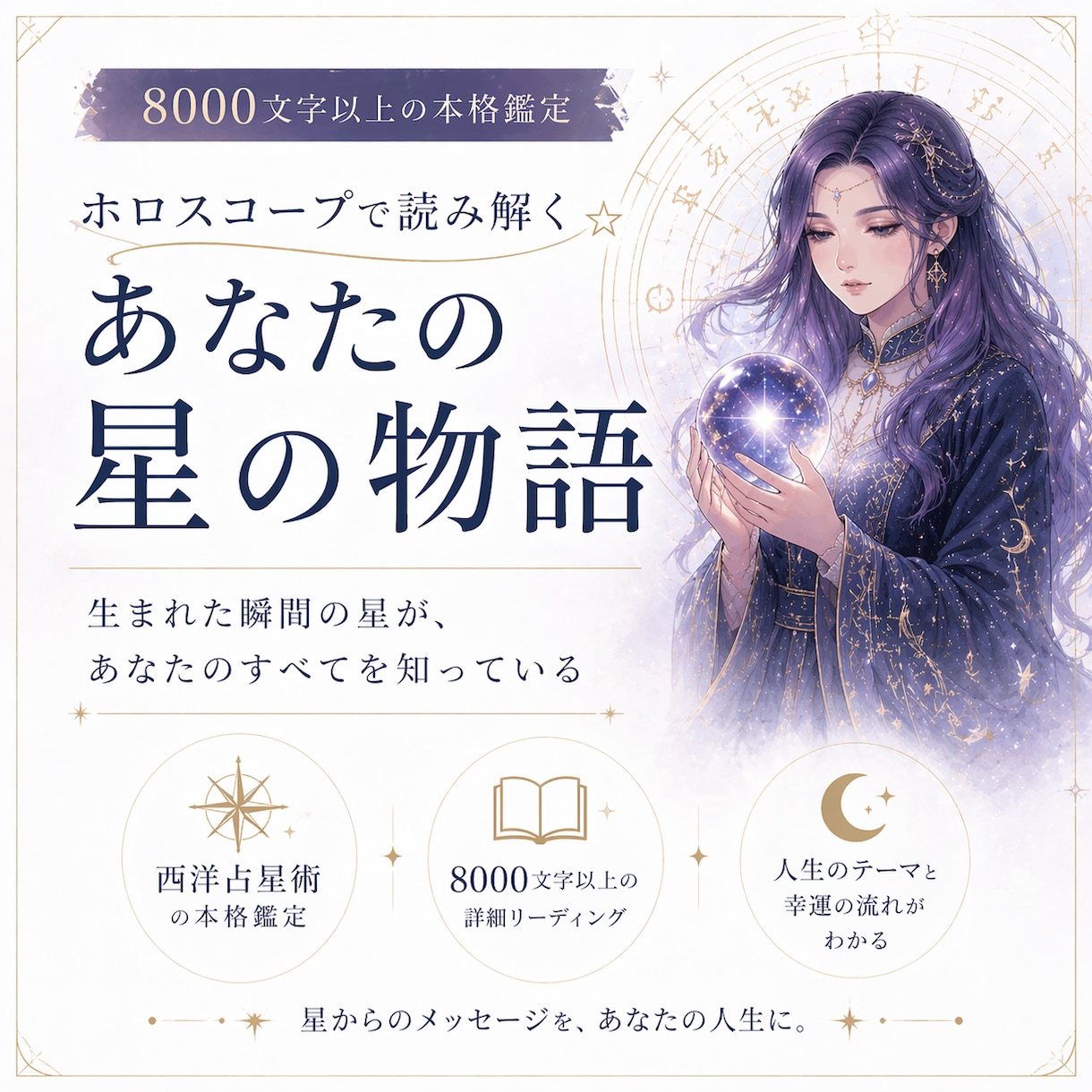 ホロスコープで読み解く⭐︎本格星読み鑑定します 8000文字以上！占星術であなたの星を読み解きます⭐︎ イメージ1