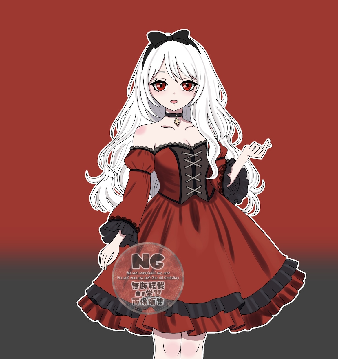 著作権込で立ち絵販売致します IRIAM対応立ち絵白髪ロングゴシック系お姉さん イメージ1